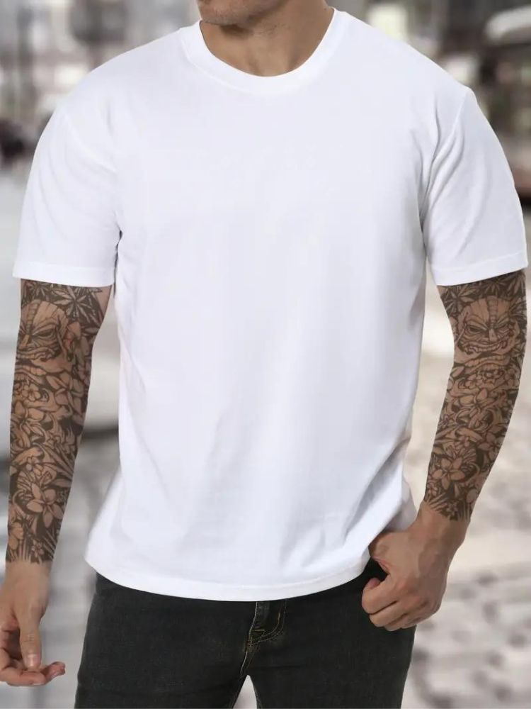 Versatile men's high neck t-shirt, a modern long sleeve top for minimalist style & comfort.