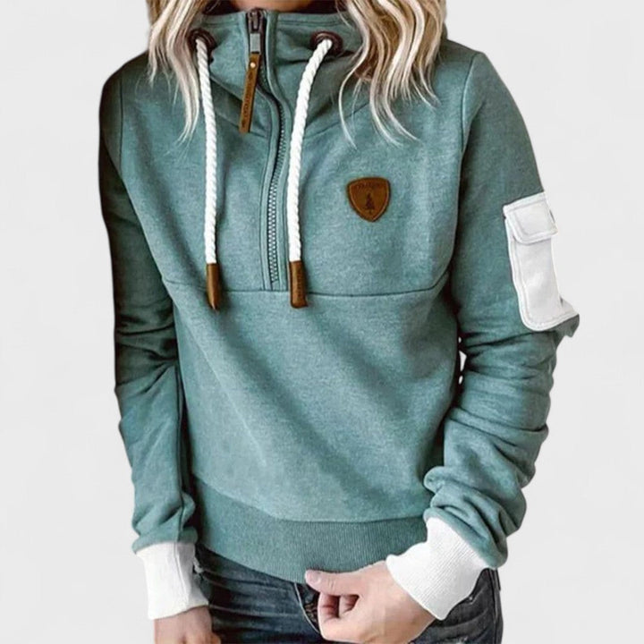 Women's cozy soft knit jumper, relaxed fit & zip neck. Perfect for casual wear & loungewear.