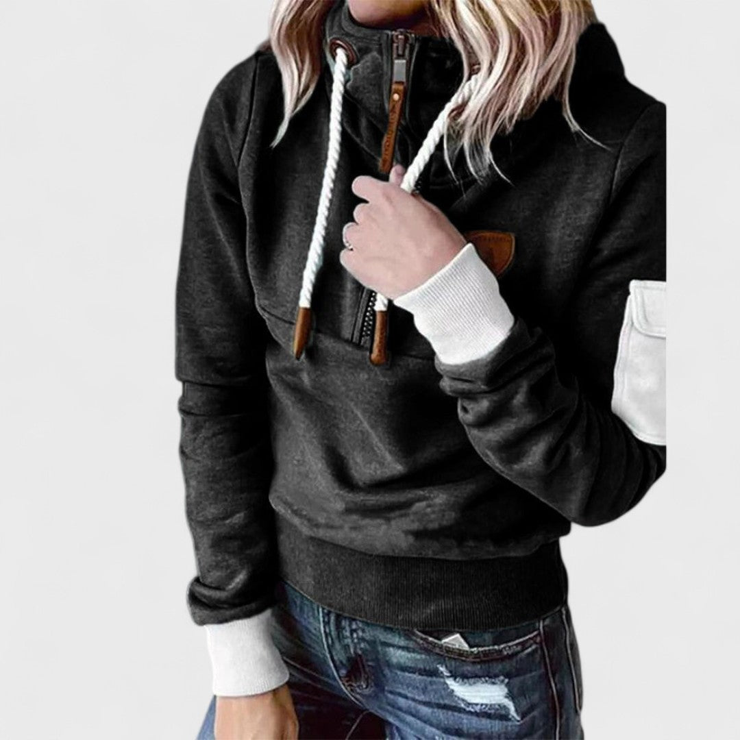 Women's soft knit jumper, ideal for spring & fall. Cozy, relaxed fit, zip neck for casual comfort.