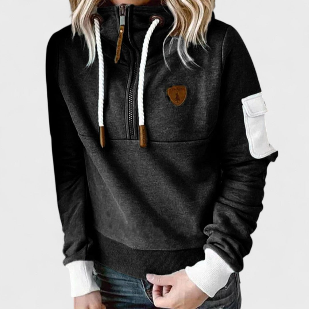 Stylish women's cozy knit jumper with zip neck. Everyday essential, soft & comfortable for casual wear.