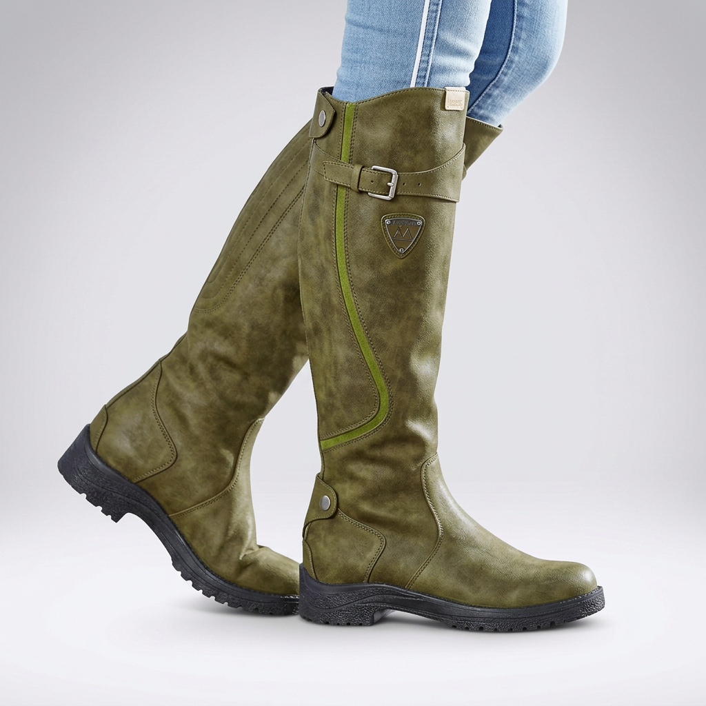 Elegant women's orthopaedic boots in black, offering comfortable support & anti-slip sole for fall & winter daily wear.