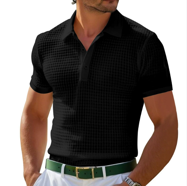 Tailored fit men's polo shirt, comfortable & versatile for classic fashion. Features a stylish vintage design.