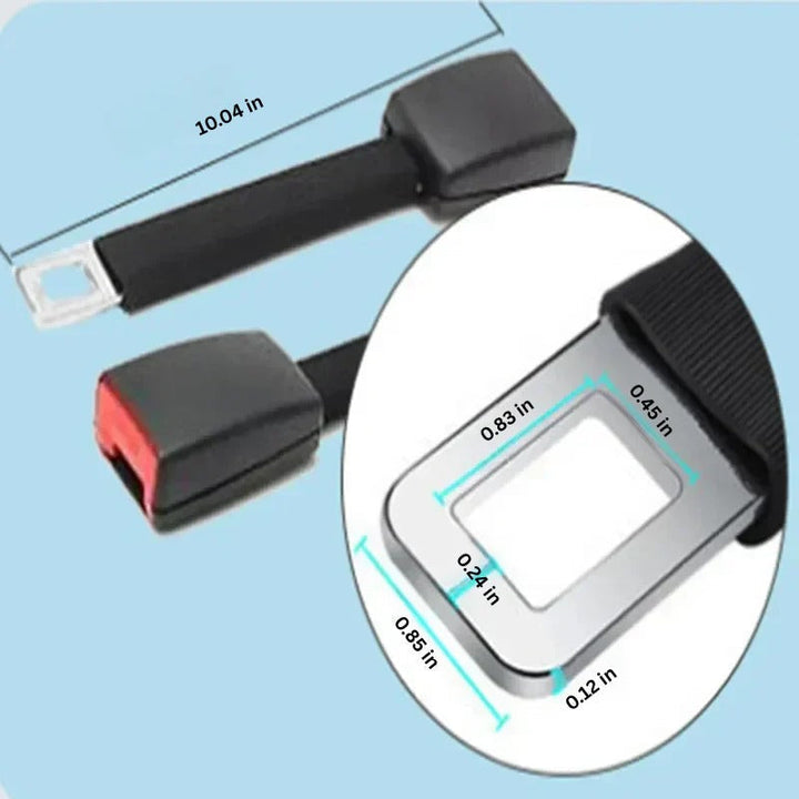 Unisex car interior upgrade: seat belt extender with elevated buckle. Improves buckling ease, comfort, and driving safety.