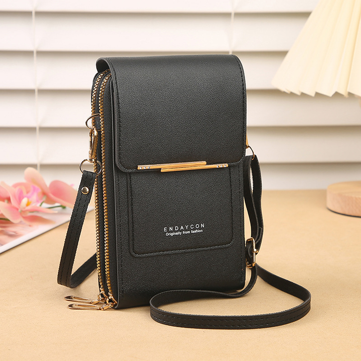 Versatile women's PU leather phone holder crossbody with wallet function. Ideal for travel & hands-free convenience.