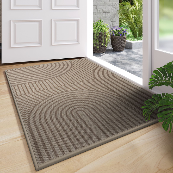 Durable grey anti-slip ribbed door mat for indoor & outdoor entryways. Excellent dirt trap & floor protection.