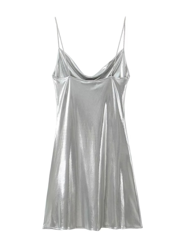 Seductive women's deep back metallic strap dress, perfect for parties & special occasions.