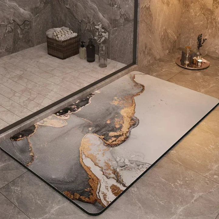 Soft, quick-drying bath mat for ultimate shower comfort. Anti-slip safety, modern bathroom decor.