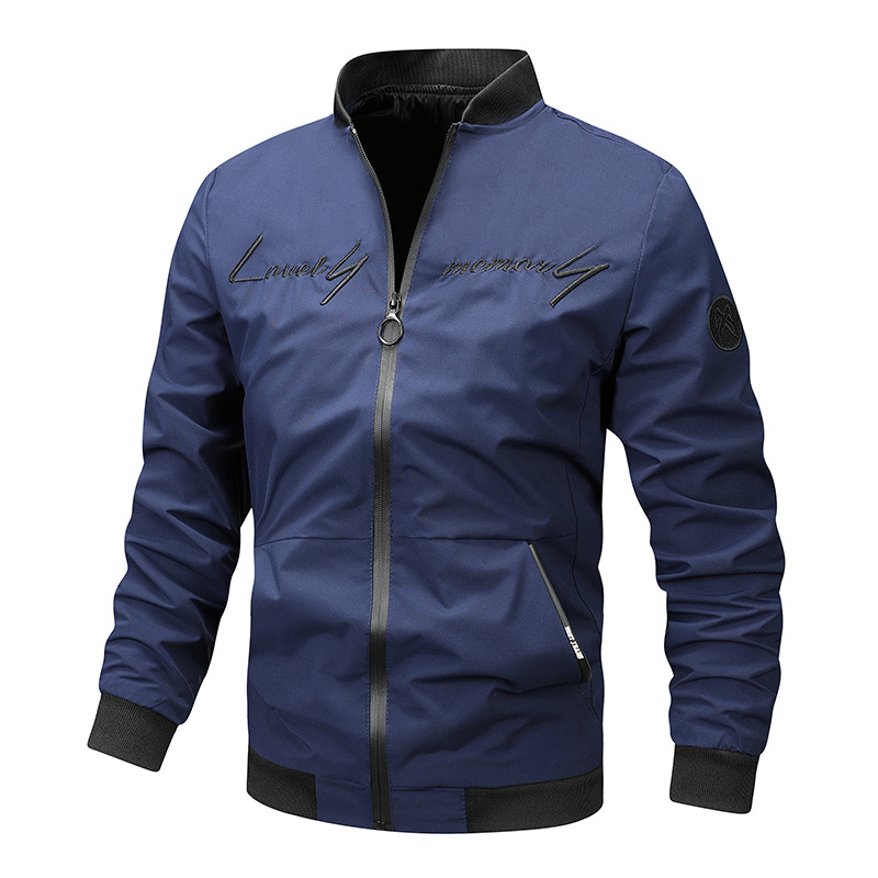 Versatile men's zip-up jacket, a stylish bomber with logo, perfect for modern casual outfits.