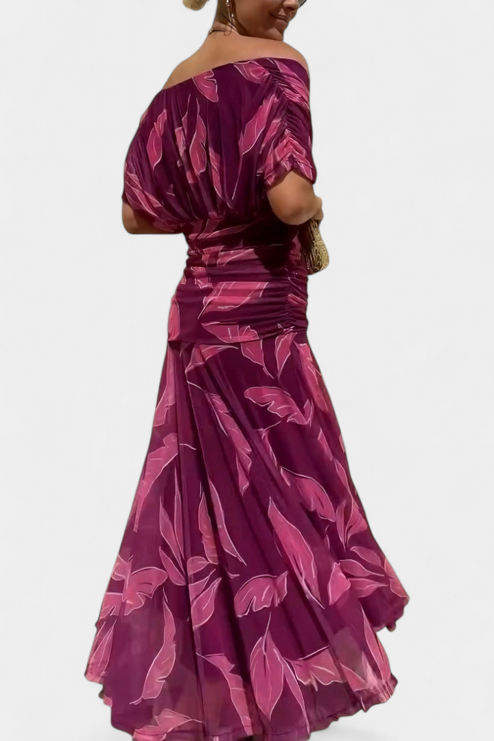 Vibrant floral print V-neck maxi dress for women, an elegant choice for any occasion.