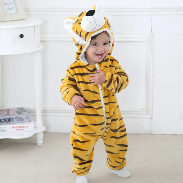 Soft infant fox animal costume onesie, perfect for baby's first photoshoot.