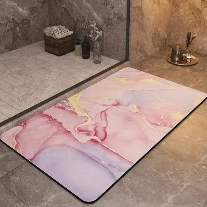 Quick-drying anti-slip bath mat. Diatomaceous earth for bathroom safety & comfort. Modern design.