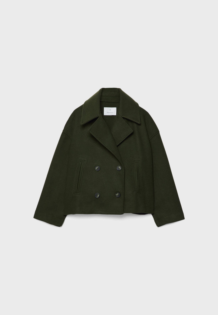 Stylish short summer jacket for women. This elegant double-breasted outerwear is lightweight & versatile for any look.