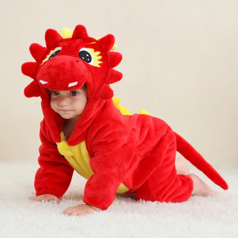 Toddler hooded animal romper, soft & cute for boys and girls to play.