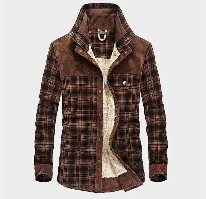 Versatile men's warm plaid shirt jacket, great for winter comfort, outdoor activities, or casual wear.