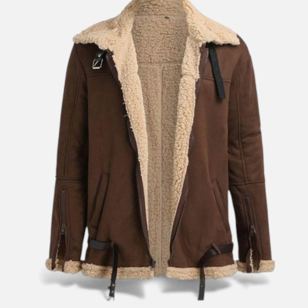 Men's classic insulated winter jacket in brown, ideal for cold weather. Warm, stylish, and cozy outerwear.