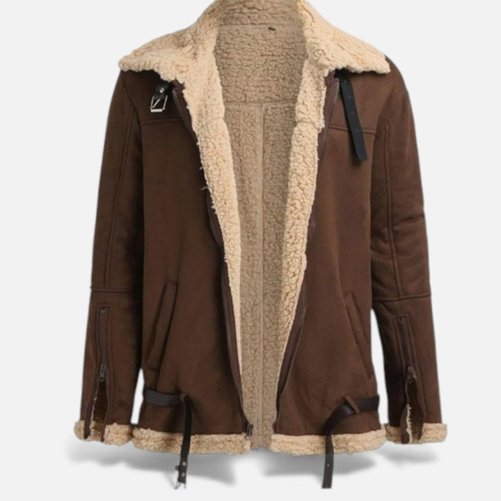 Men's classic insulated winter jacket in brown, ideal for cold weather. Warm, stylish, and cozy outerwear.