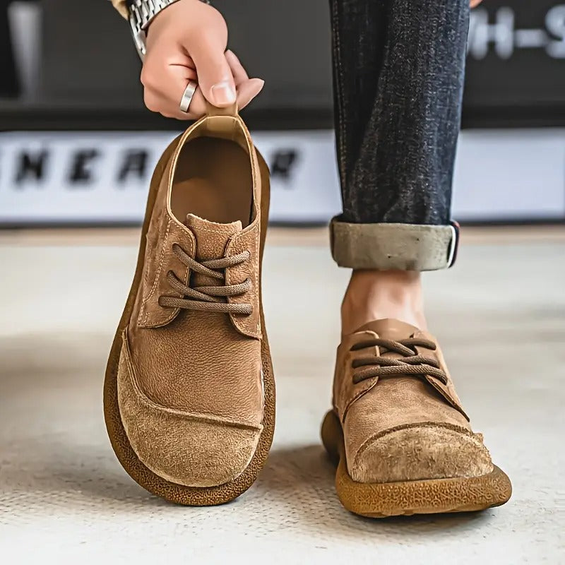 Khaki men's orthopaedic comfort dress shoes, perfect for professional settings & long-lasting support.