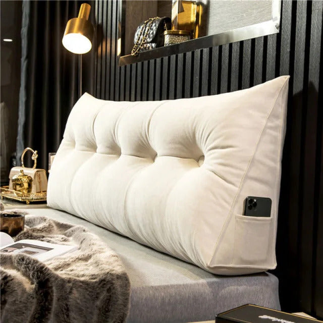 Ergonomic DreamSlope headboard pillow, ideal for superior bed back support & enhancing relaxation in bed.
