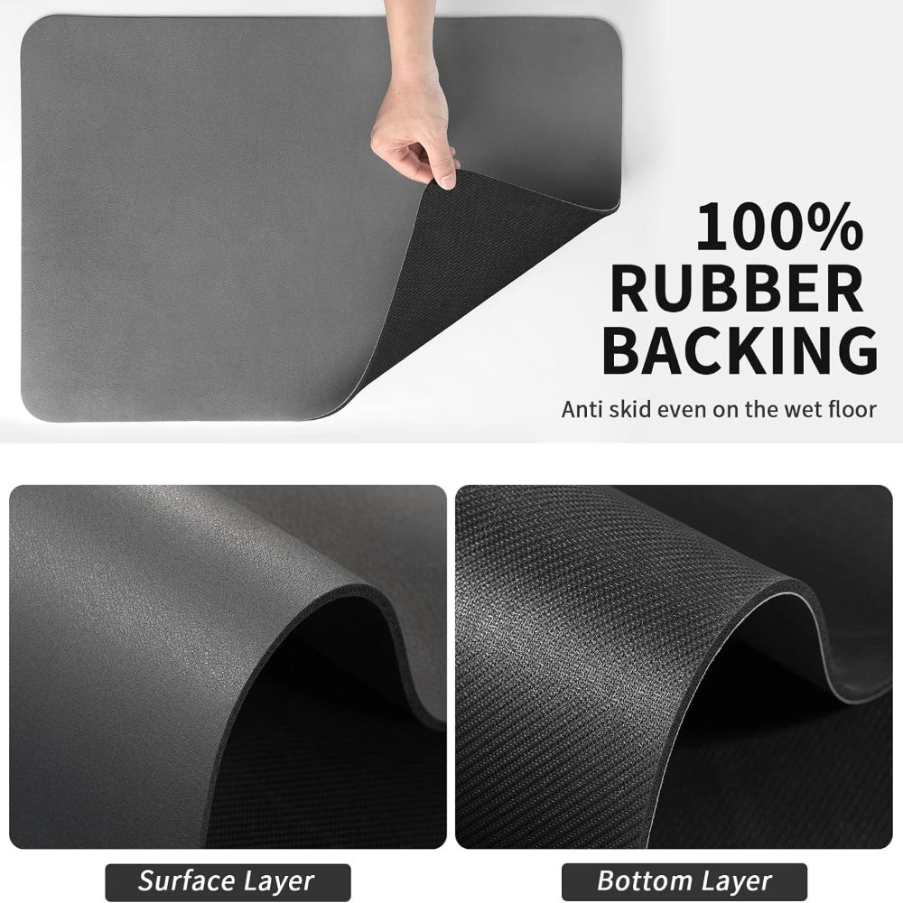 Absorbent kitchen draining mat protects countertops. Fast-drying sink mat for dishes & glassware. Clean kitchen.