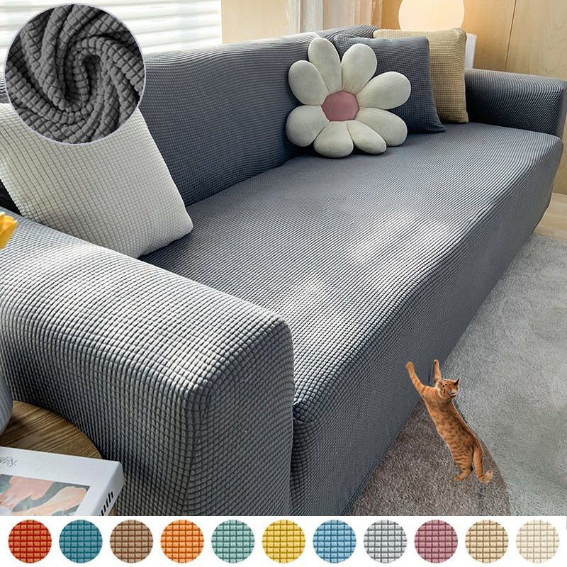 Textured Stretch Sofa Cover - Non-Slip Furniture Protection