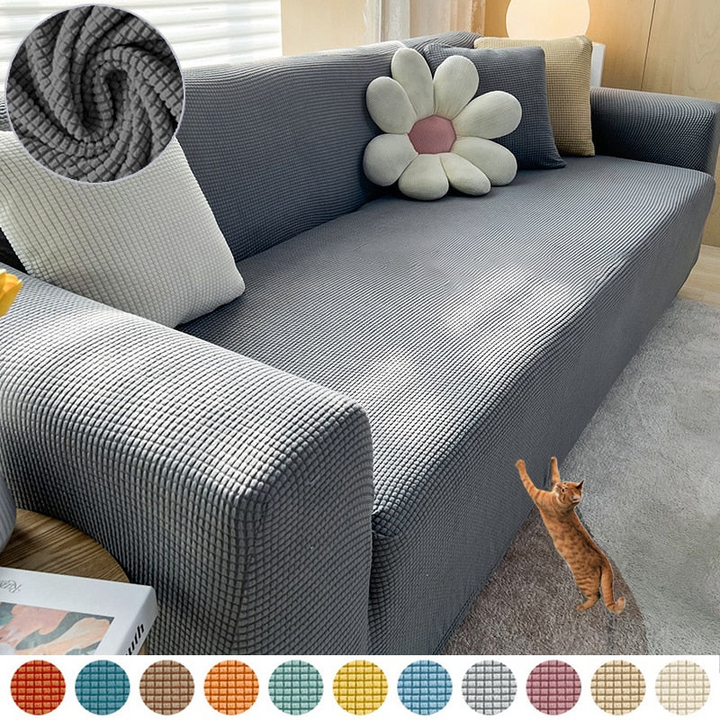 Textured Stretch Sofa Cover - Non-Slip Furniture Protection