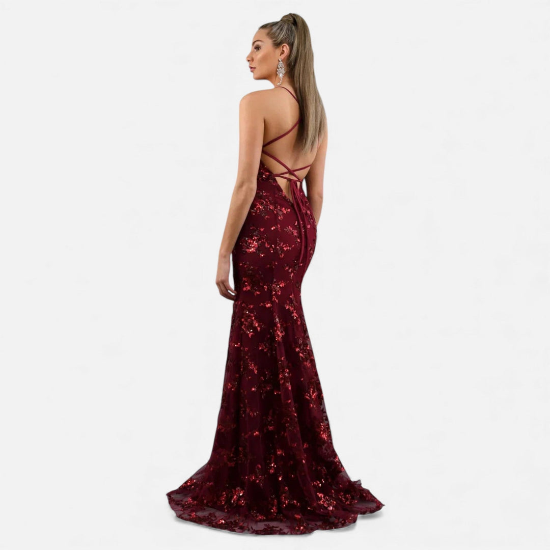 Elegant women's sequin maxi dress for evening, a glamorous formal gown perfect for parties & special occasions.