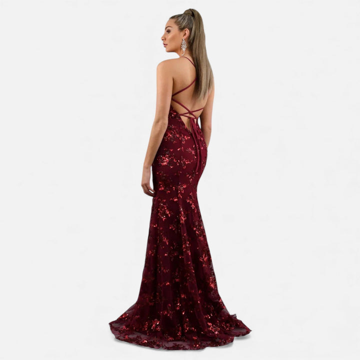 Elegant women's sequin maxi dress for evening, a glamorous formal gown perfect for parties & special occasions.