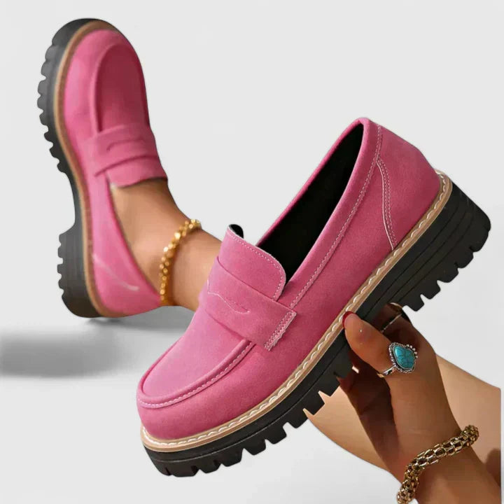 Easy slip-on women's loafers with orthopaedic arch support, perfect for comfortable daily casual footwear.