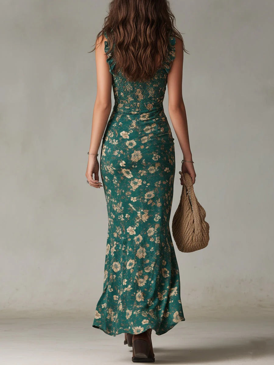 Elegant women's floral maxi dress, perfect day-to-night or as a summer evening dress.