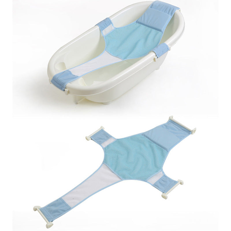 Infant anti-slip bathtub support net for safe & comfortable newborn bathing. Adjustable baby bath aid.