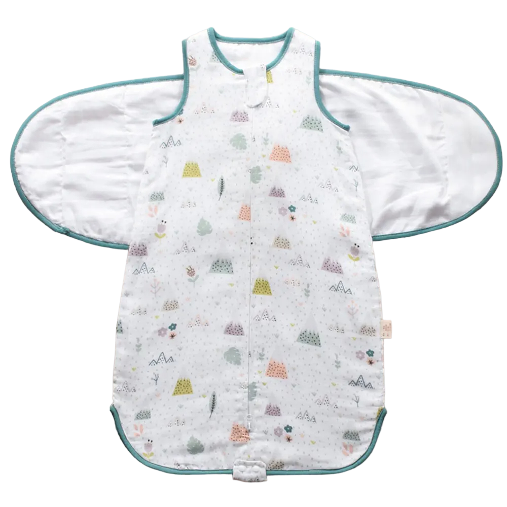 Infant cotton wearable swaddle wrap for cozy sleep, featuring easy diaper access. A newborn essential.
