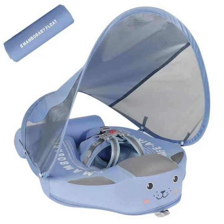 Durable toddler swim float with UPF sunshade canopy, ideal for water safety & early swim training.