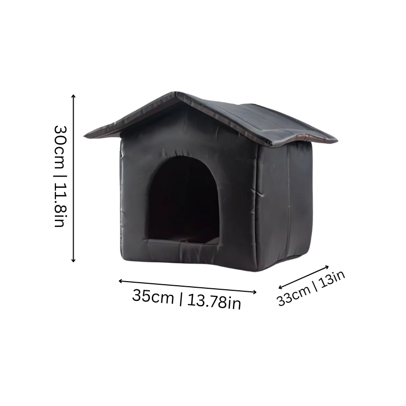 Portable waterproof outdoor cat & dog house. Insulated pet shelter keeps small pets warm & dry in all seasons.
