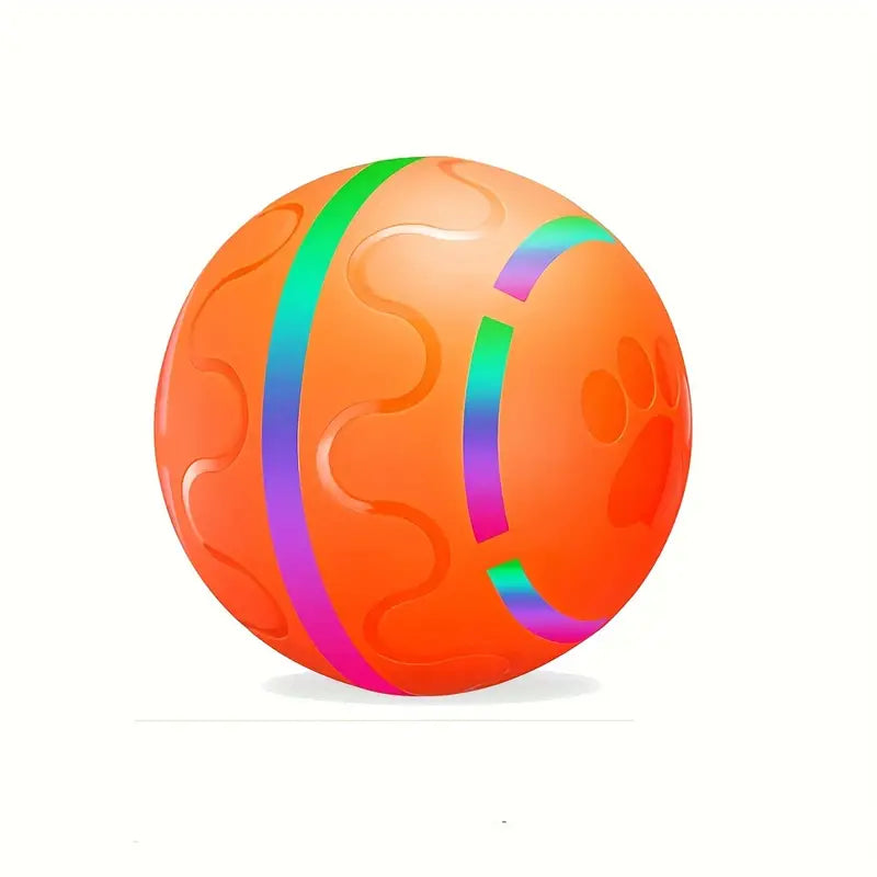 Interactive ball toy for dogs and cats with bright colors, automatic rolling, keeping pets active and entertained.