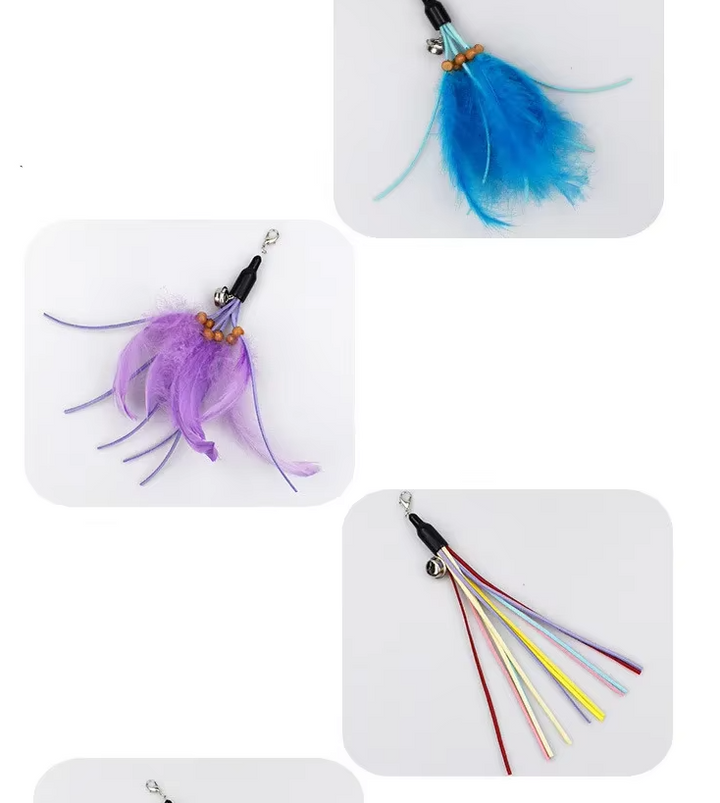 Premium interactive cat fishing rod with multiple feather refills for endless play.