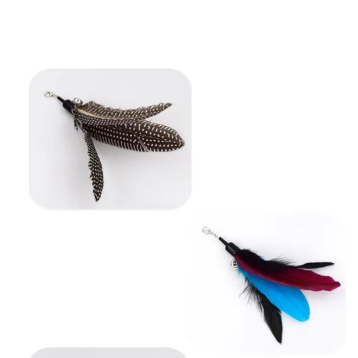 Durable interactive cat fishing rod feather toy for long-lasting pet play.