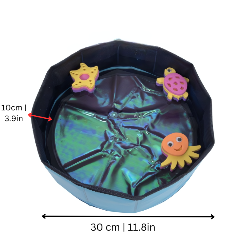 Durable cat splash pad & pet pool for cooling summer fun. Easy setup for interactive water play with included toys.
