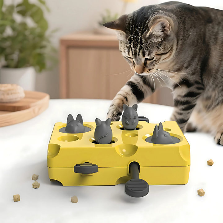 Interactive cat toy & slow feeder. Stimulates feline hunting instinct, offers mental stimulation & playful feeding.