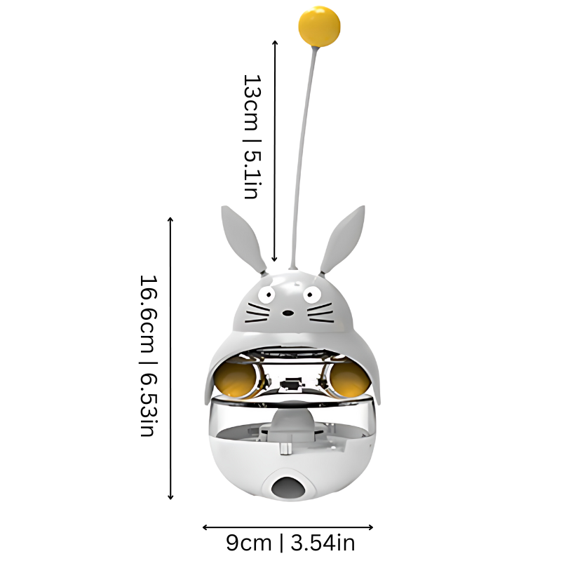 Engaging cat puzzle feeder toy, dispenses treats to encourage play & reduce boredom in cats.