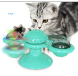 "Interactive cat windmill toy with vibrant colors, rotating design, and scratching surface for playful and dental health bene