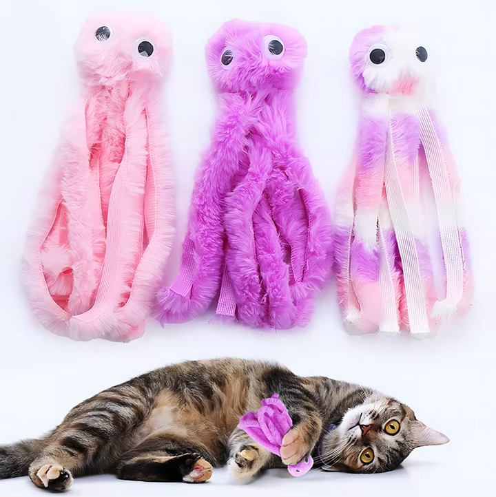 Interactive catnip octopus plush toy for stimulating feline fun & engaging playtime.