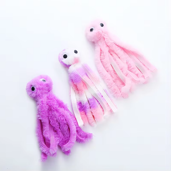 Durable octopus plush cat toy featuring catnip for stimulating feline activity & playful enrichment.