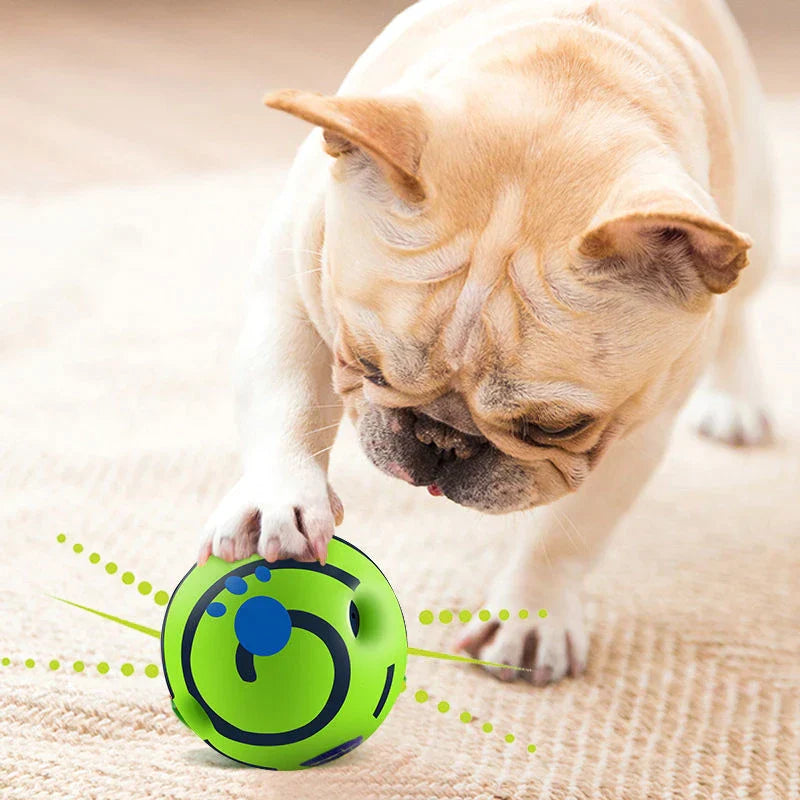 Interactive dog chuckle ball toy for mental stimulation & physical activity. Battery-free pet enrichment, anxiety relief.