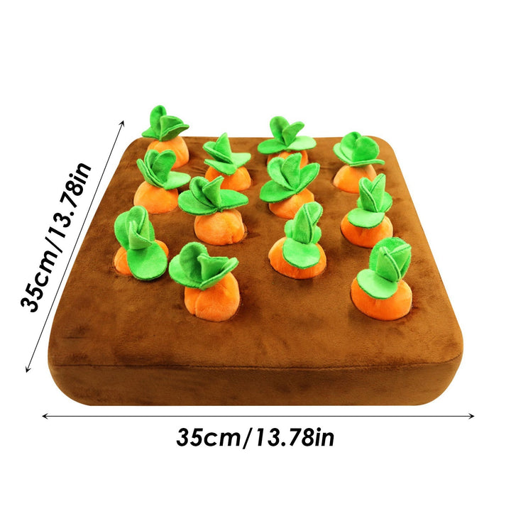 Dog Enrichment Trio featuring a sniffle mat, carrot farm, & egg farm puzzle toys for puppies & dogs.