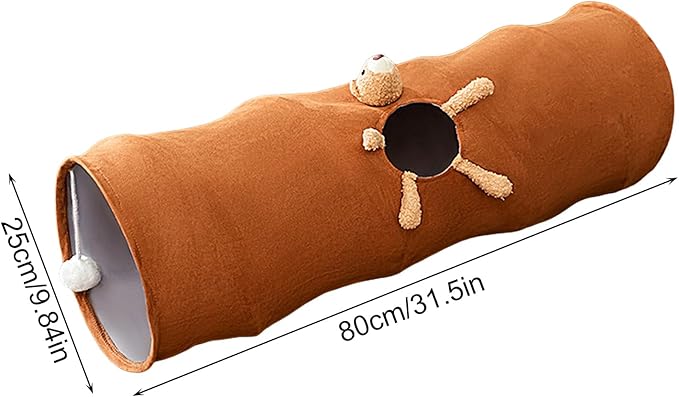 Colorful, interactive cat play tunnel, a foldable toy designed for engaging feline fun & pet enrichment.