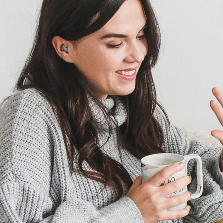 "Invisible wireless sleep headphones; ultra-light earbuds, ergonomic design, side sleeper comfort, dual noise cancellation."