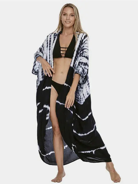 Bohemian tie-dye beach sarong, an ideal swimsuit cover-up for summer vacation.