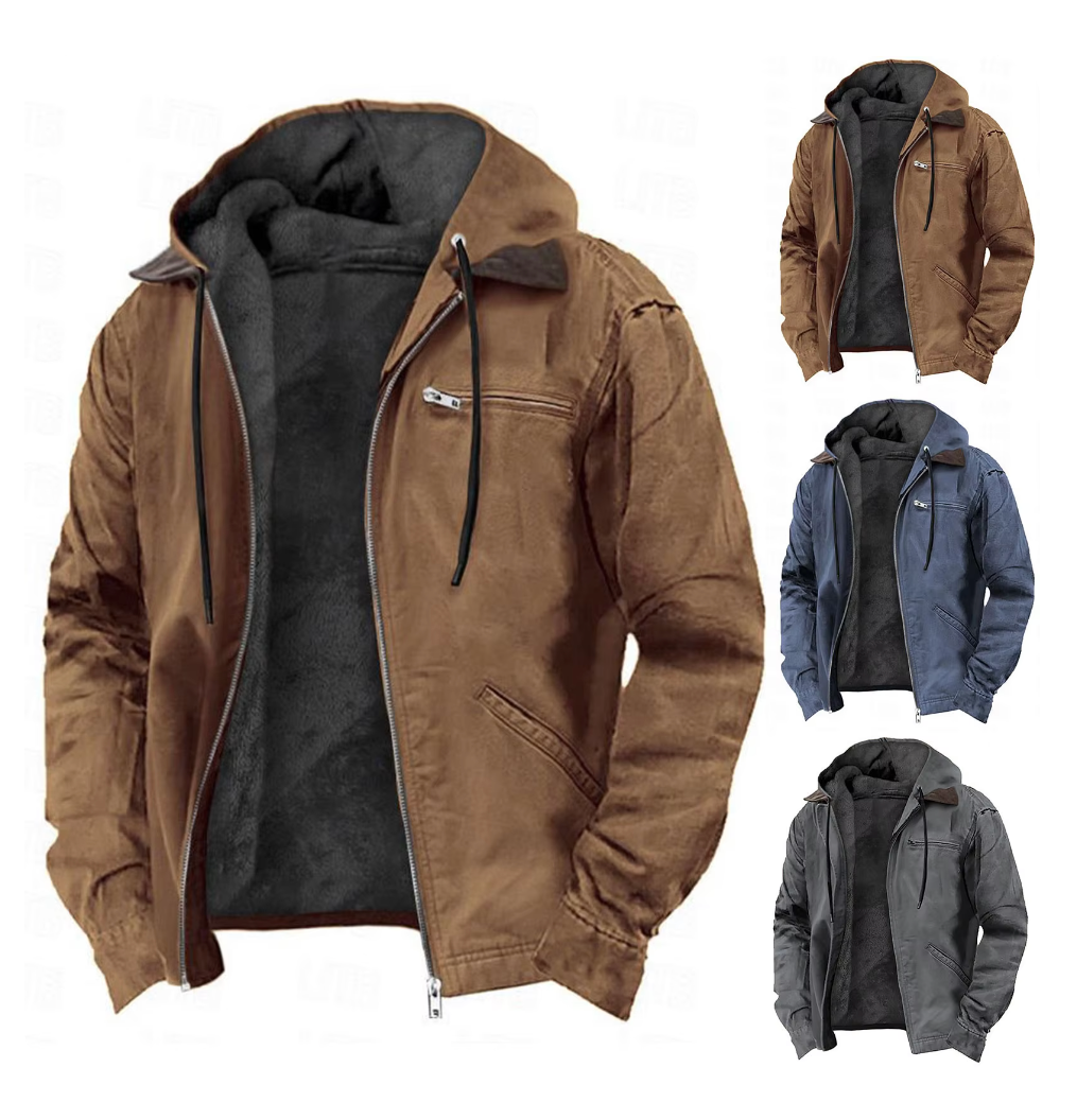 Men's casual hooded zip-up jacket, designed for ultimate comfort and versatile style.