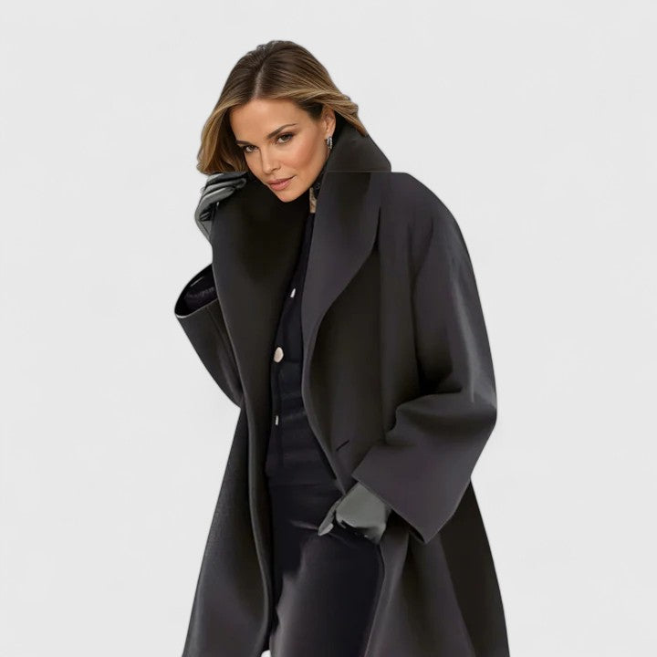 Warm women's elegant winter coat, windproof and stylish long sleeve outerwear for ladies' casual fashion.