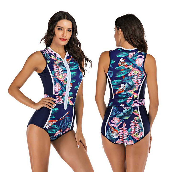 Athletic women's one-piece swimsuit, ideal for swimming, activewear & summer beach fun. Quick dry.